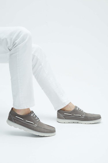  Tamer Tanca Erkek Hakiki Deri Gri Casual Ayakkabı
