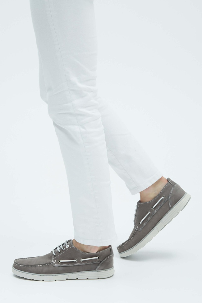  Tamer Tanca Erkek Hakiki Deri Gri Casual Ayakkabı