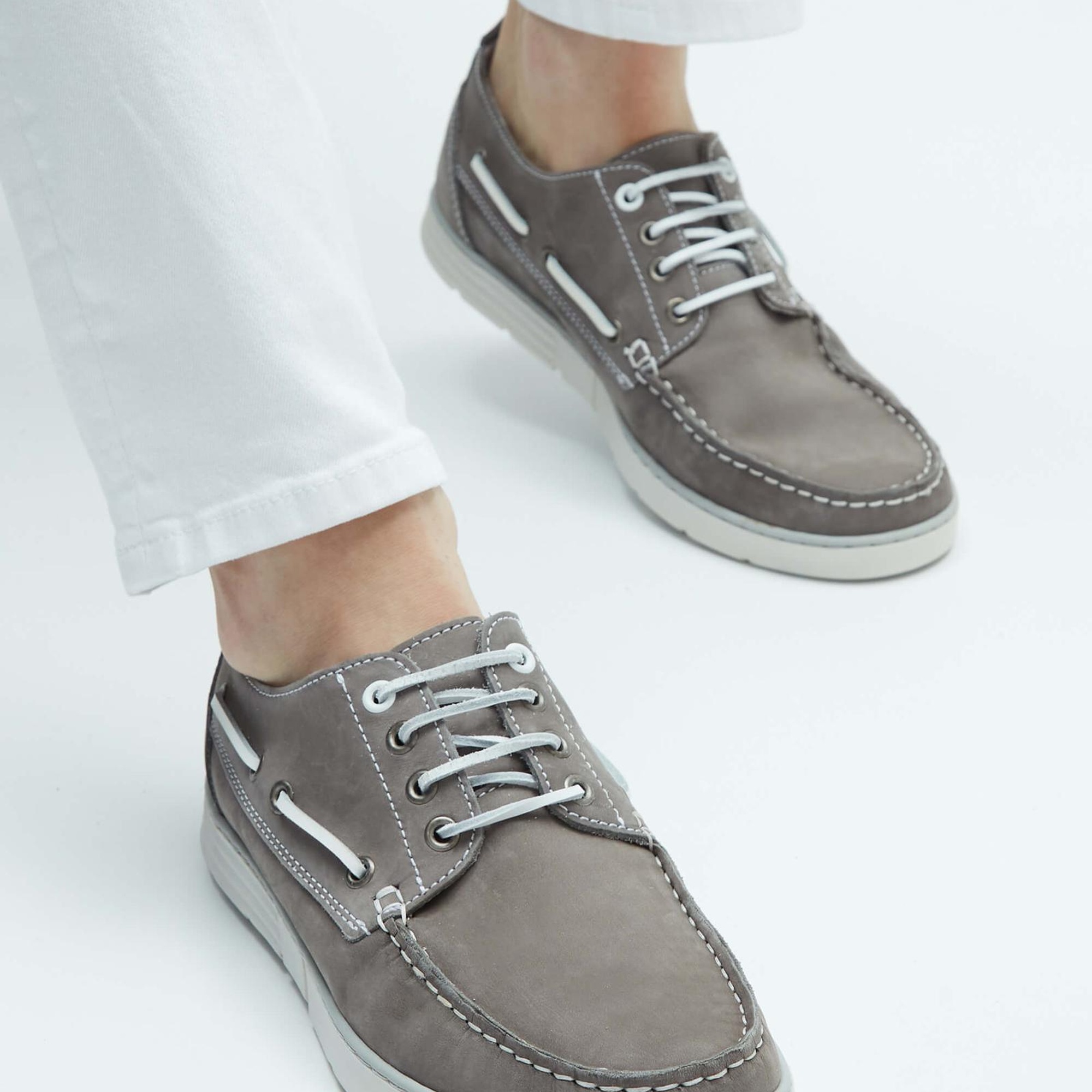 Tamer Tanca Erkek Hakiki Deri Gri Casual Ayakkabı