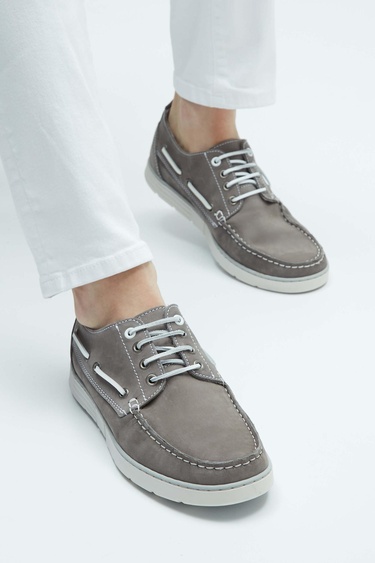  Tamer Tanca Erkek Hakiki Deri Gri Casual Ayakkabı