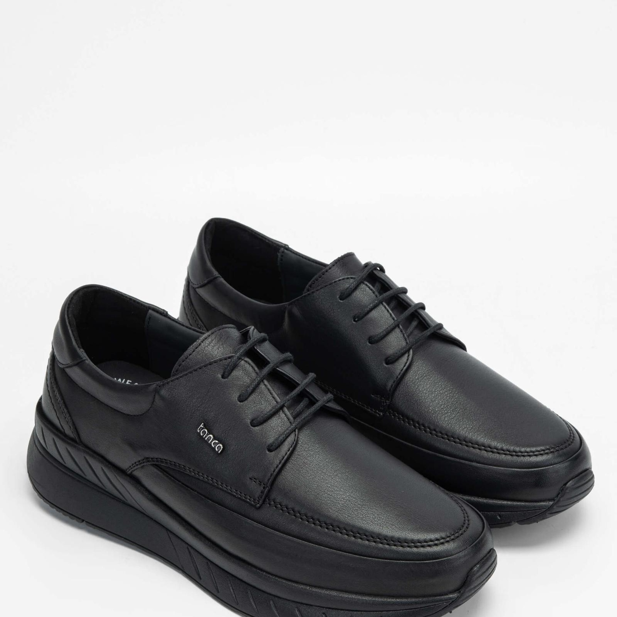 Tamer Tanca Erkek Hakiki Deri Siyah Casual Ayakkabı