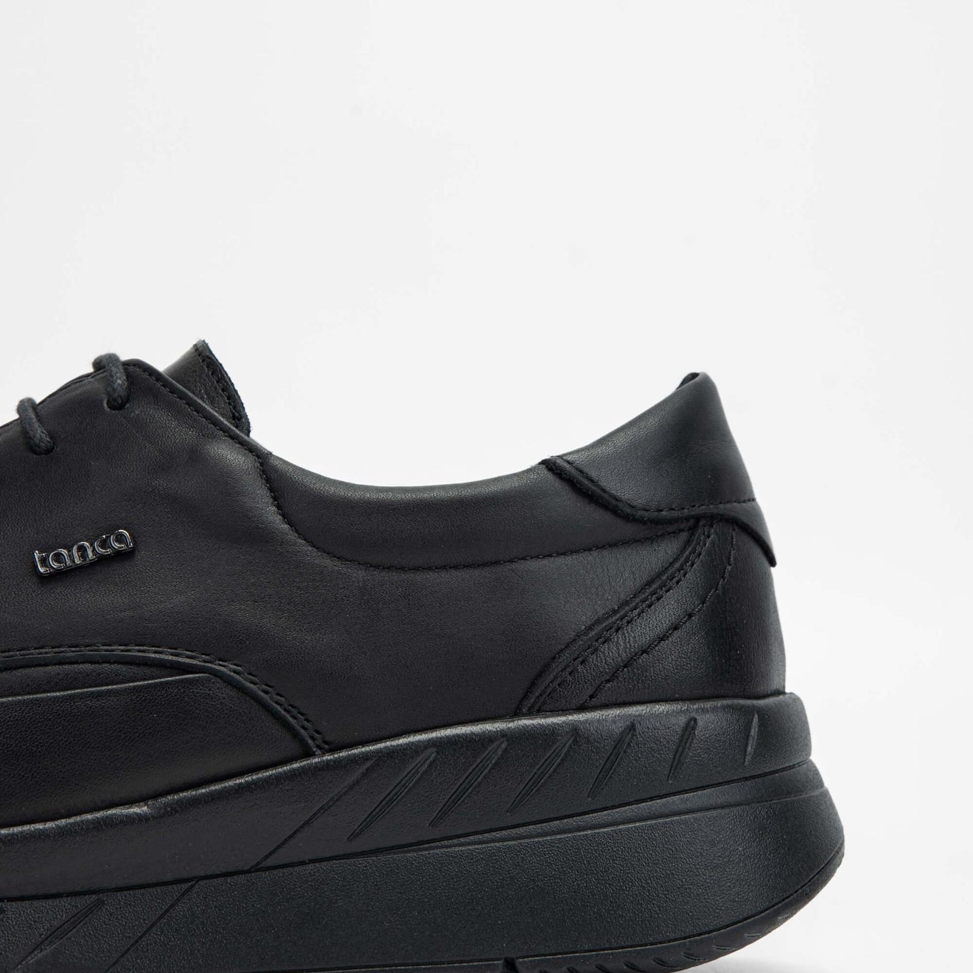 Tamer Tanca Erkek Hakiki Deri Siyah Casual Ayakkabı