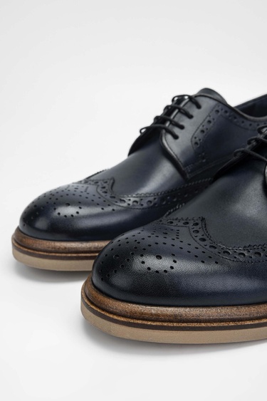  Tamer Tanca Erkek Hakiki Deri Lacivert Casual Ayakkabı