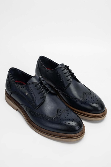  Tamer Tanca Erkek Hakiki Deri Lacivert Casual Ayakkabı