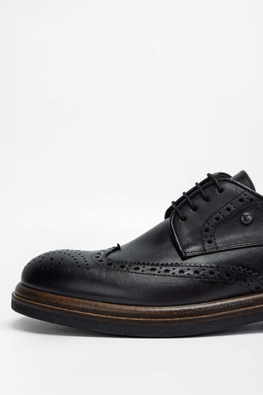  Tamer Tanca Erkek Hakiki Deri Siyah Casual Ayakkabı