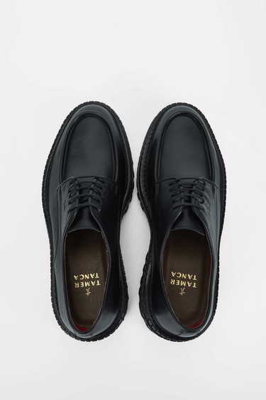  Tamer Tanca Erkek Hakiki Deri Siyah Casual Ayakkabı