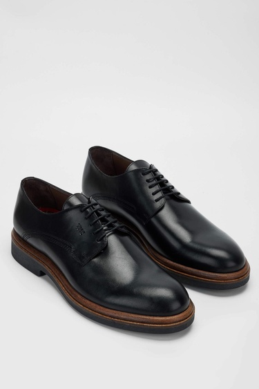  Tamer Tanca Erkek Hakiki Deri Siyah Casual Ayakkabı