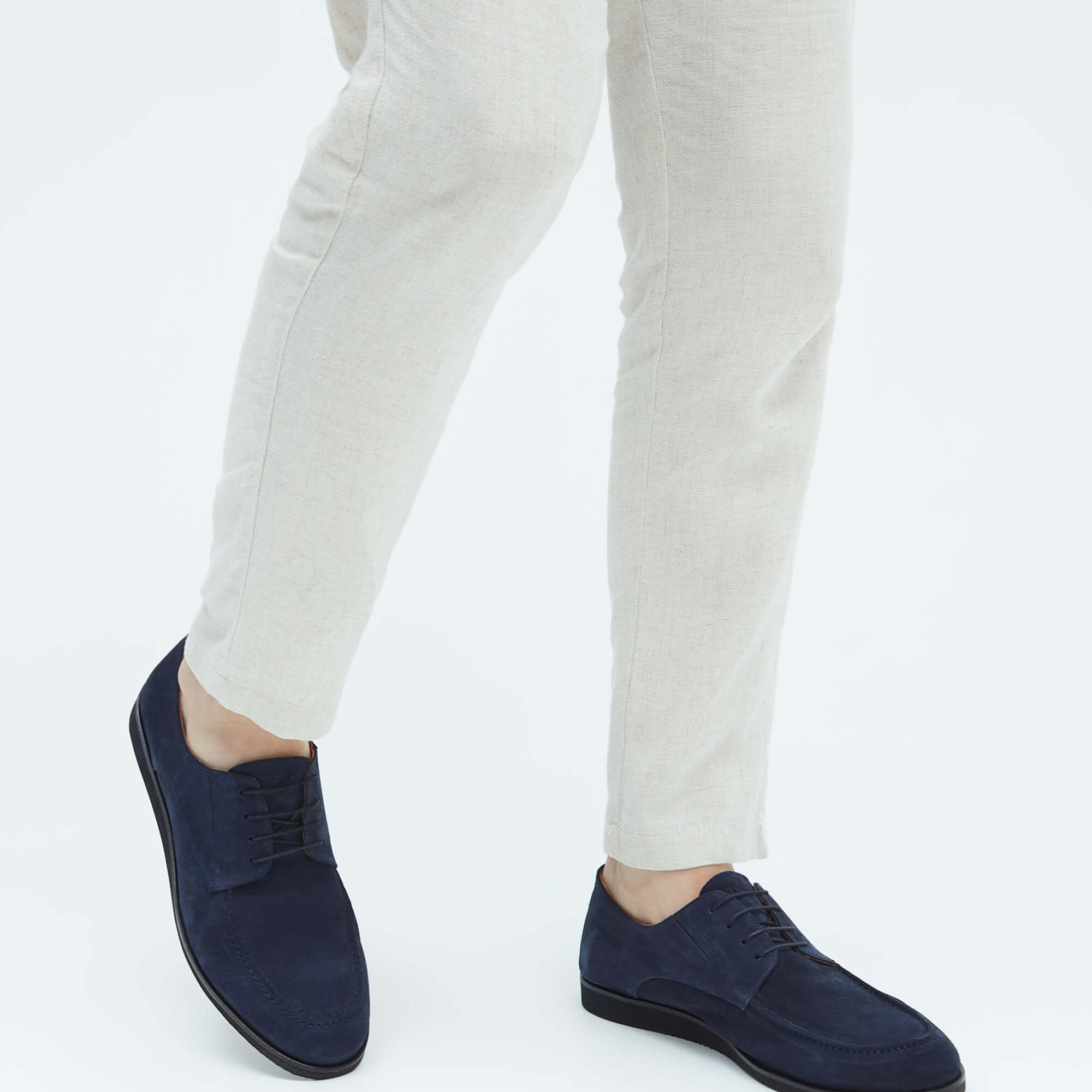 Tamer Tanca Erkek Hakiki Deri Lacivert Süet Casual Ayakkabı