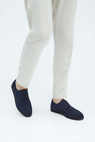  Tamer Tanca Erkek Hakiki Deri Lacivert Süet Casual Ayakkabı