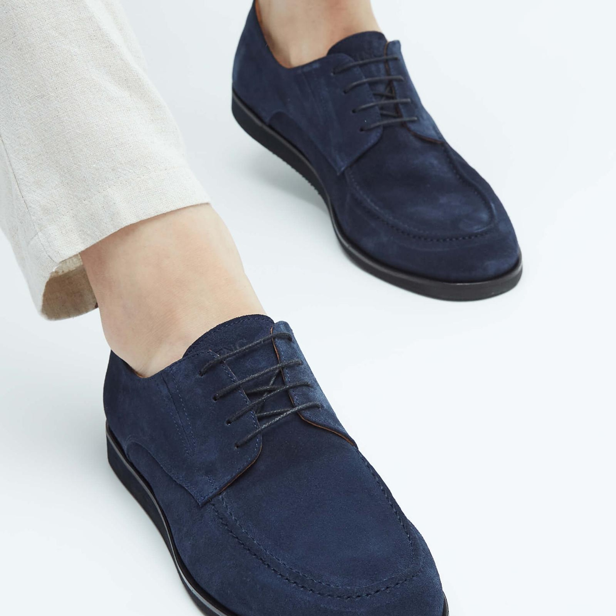 Tamer Tanca Erkek Hakiki Deri Lacivert Süet Casual Ayakkabı