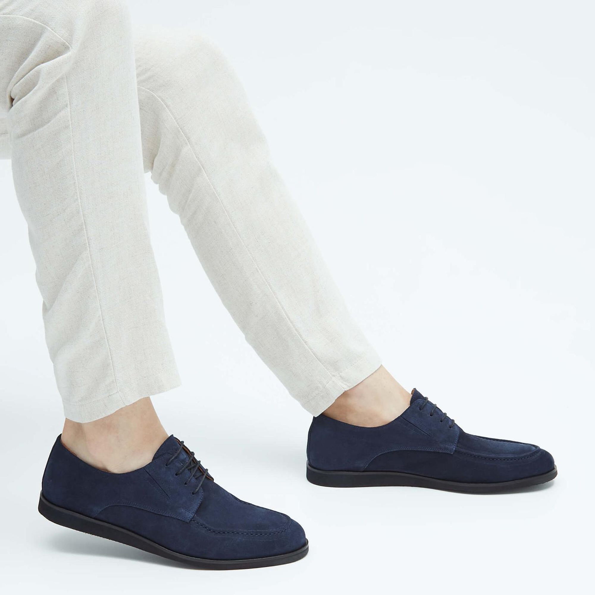 Tamer Tanca Erkek Hakiki Deri Lacivert Süet Casual Ayakkabı