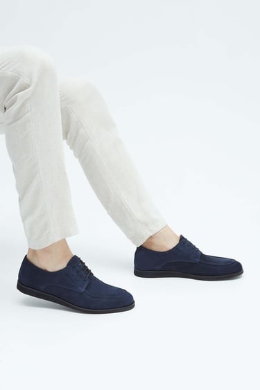  Tamer Tanca Erkek Hakiki Deri Lacivert Süet Casual Ayakkabı