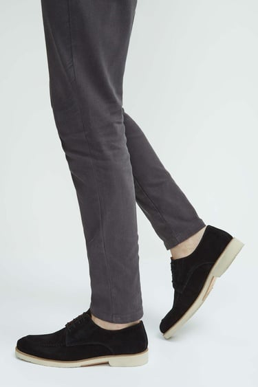  Tamer Tanca Erkek Hakiki Deri Siyah Süet Casual Ayakkabı