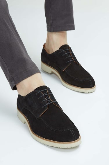  Tamer Tanca Erkek Hakiki Deri Siyah Süet Casual Ayakkabı