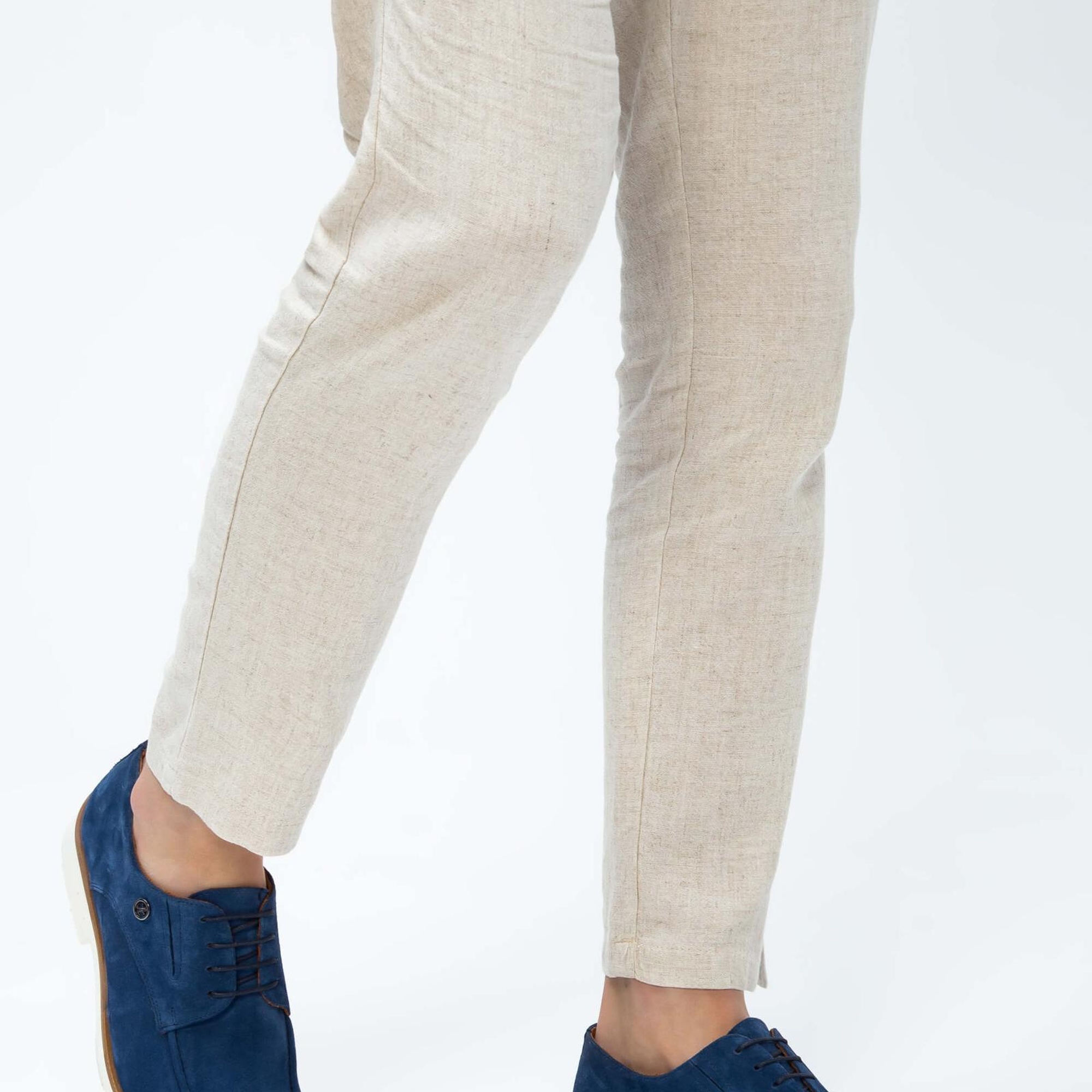 Tamer Tanca Erkek Hakiki Deri Mavi Süet Casual Ayakkabı