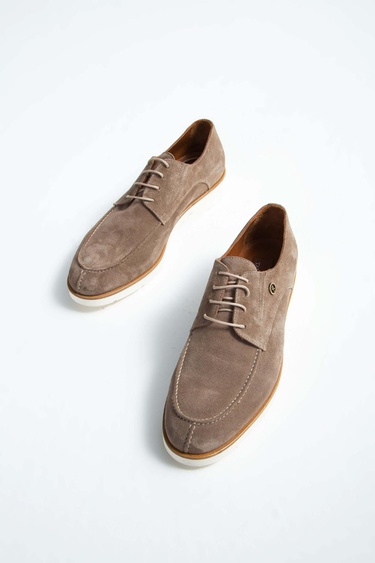  Tamer Tanca Erkek Hakiki Deri Bej Süet Casual Ayakkabı