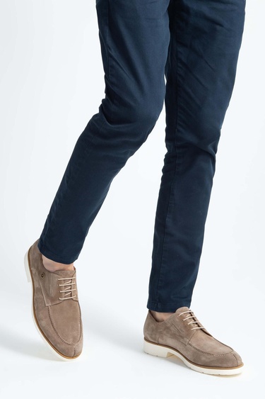  Tamer Tanca Erkek Hakiki Deri Bej Süet Casual Ayakkabı