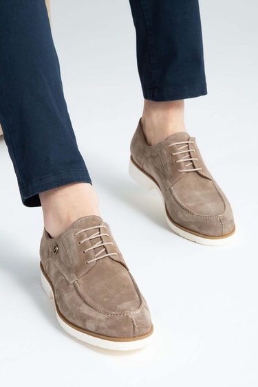  Tamer Tanca Erkek Hakiki Deri Bej Süet Casual Ayakkabı