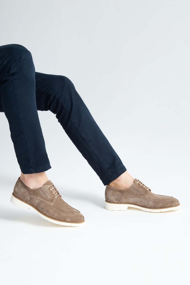  Tamer Tanca Erkek Hakiki Deri Bej Süet Casual Ayakkabı