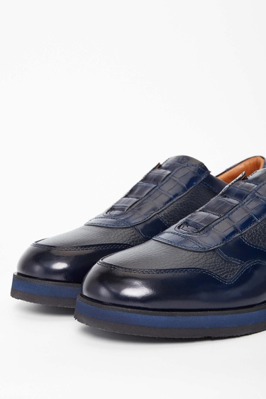  Tamer Tanca Erkek Hakiki Deri Lacivert Casual Ayakkabı