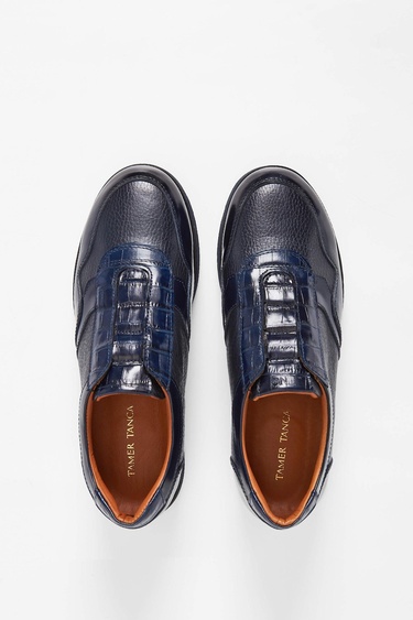  Tamer Tanca Erkek Hakiki Deri Lacivert Casual Ayakkabı
