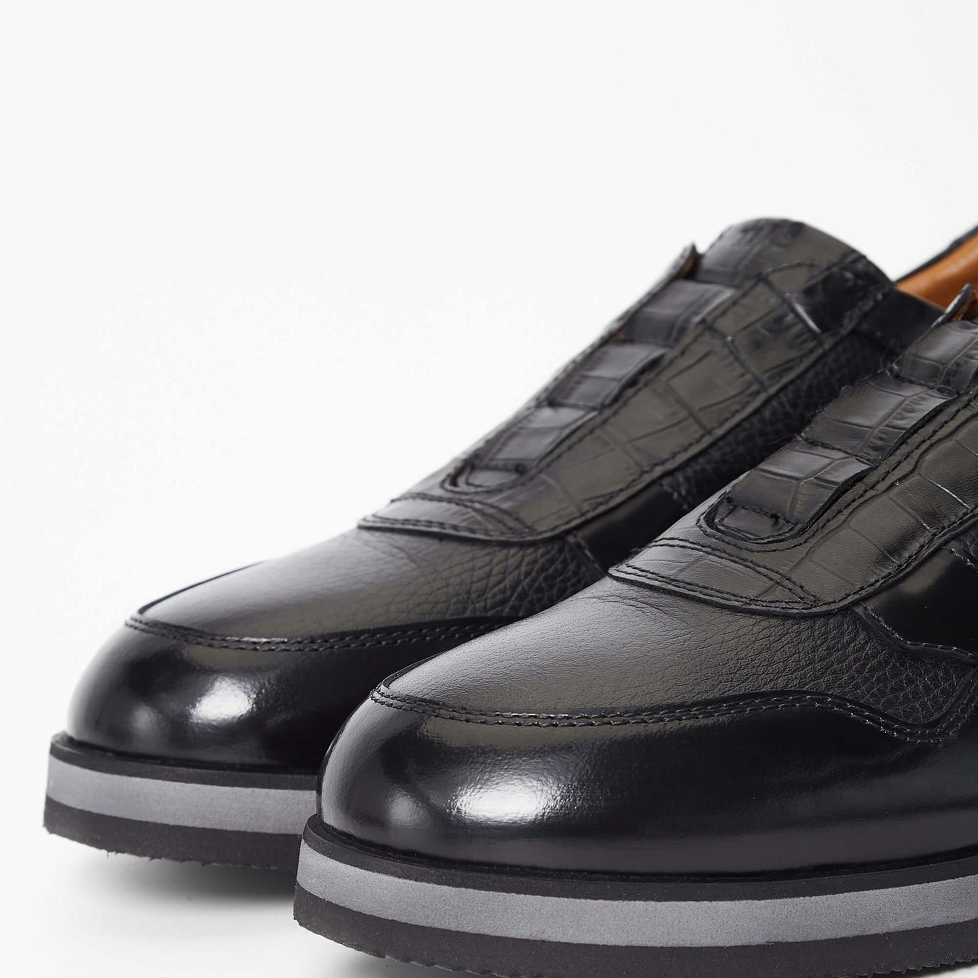 Tamer Tanca Erkek Hakiki Deri Siyah Casual Ayakkabı