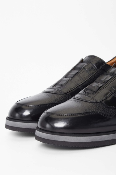  Tamer Tanca Erkek Hakiki Deri Siyah Casual Ayakkabı