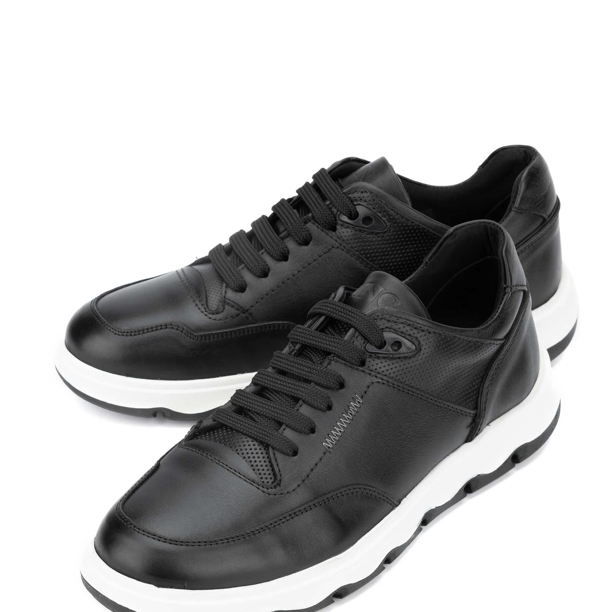 Tamer Tanca Erkek Hakiki Deri Siyah Deri Casual Ayakkabı