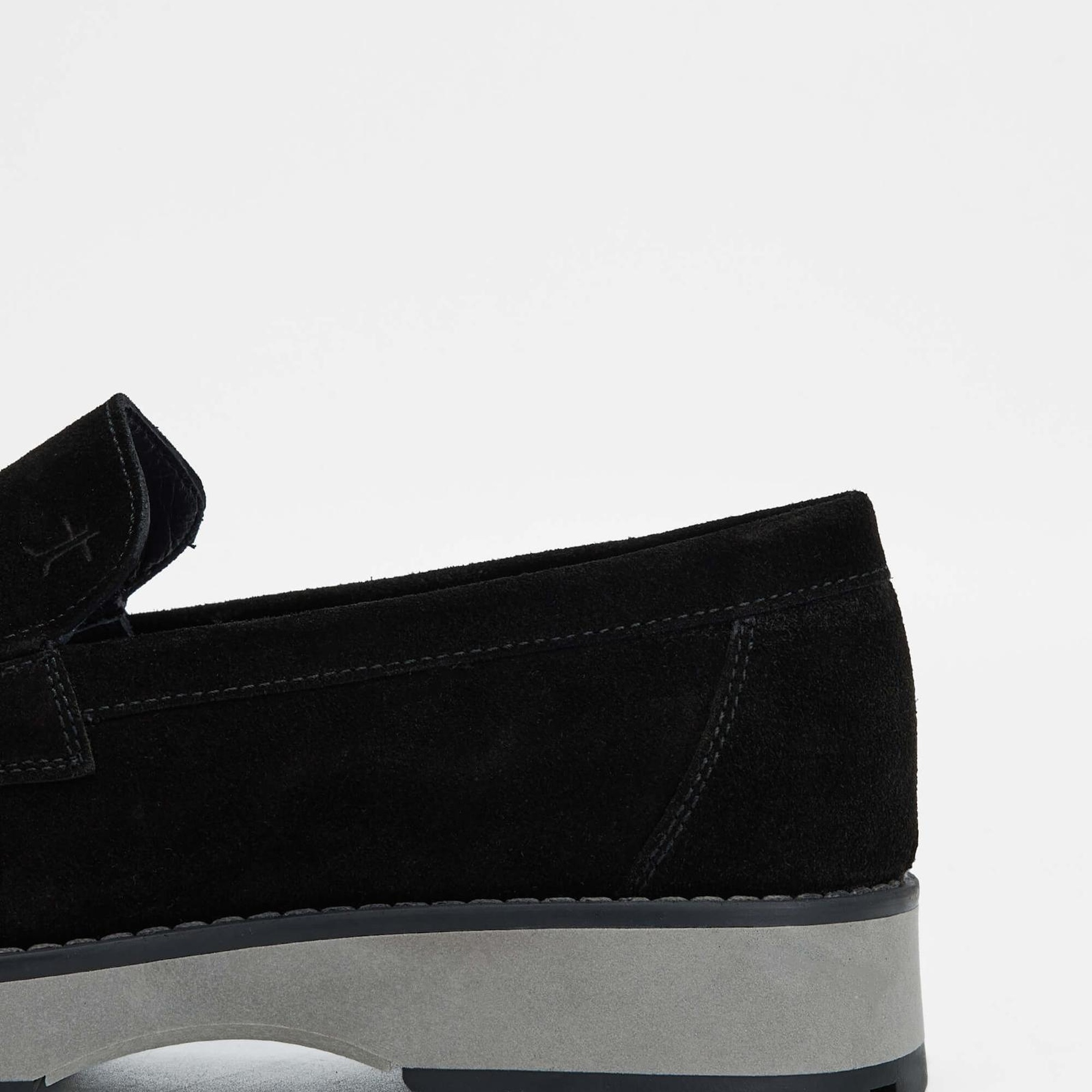 Tamer Tanca Erkek Hakiki Deri Siyah Süet Casual Ayakkabı