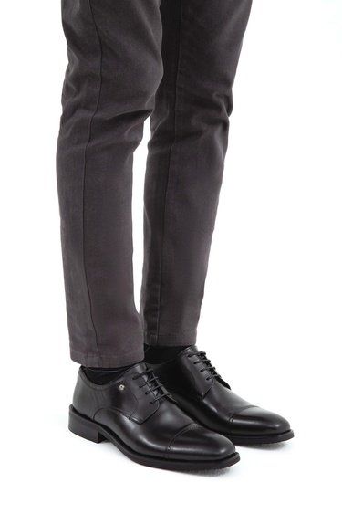  Tamer Tanca Erkek Hakiki Deri Siyah Analin Casual Ayakkabı