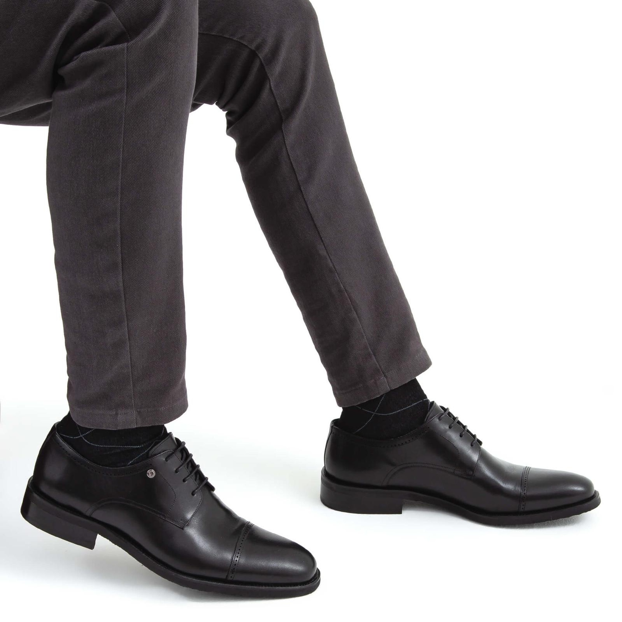 Tamer Tanca Erkek Hakiki Deri Siyah Analin Casual Ayakkabı