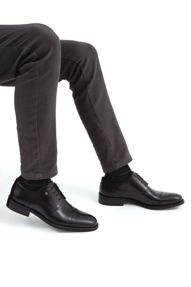  Tamer Tanca Erkek Hakiki Deri Siyah Analin Casual Ayakkabı