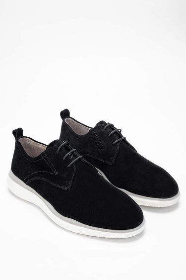  Tamer Tanca Erkek Hakiki Deri Siyah Süet Casual Ayakkabı