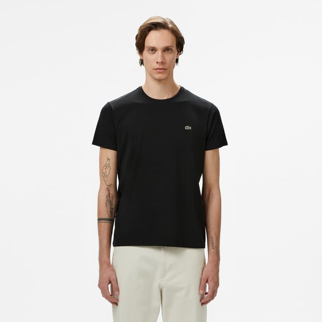  Lacoste Erkek Slim Fit Bisiklet Yaka Siyah T-Shirt