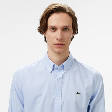  Lacoste Erkek Slim Fit Düğmeli Yaka Açık Mavi Gömlek