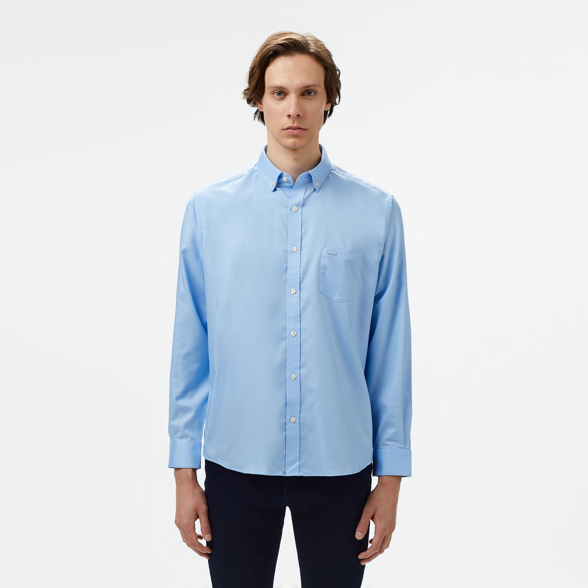 Lacoste Erkek Regular Fit Düğmeli Yaka Mavi Gömlek