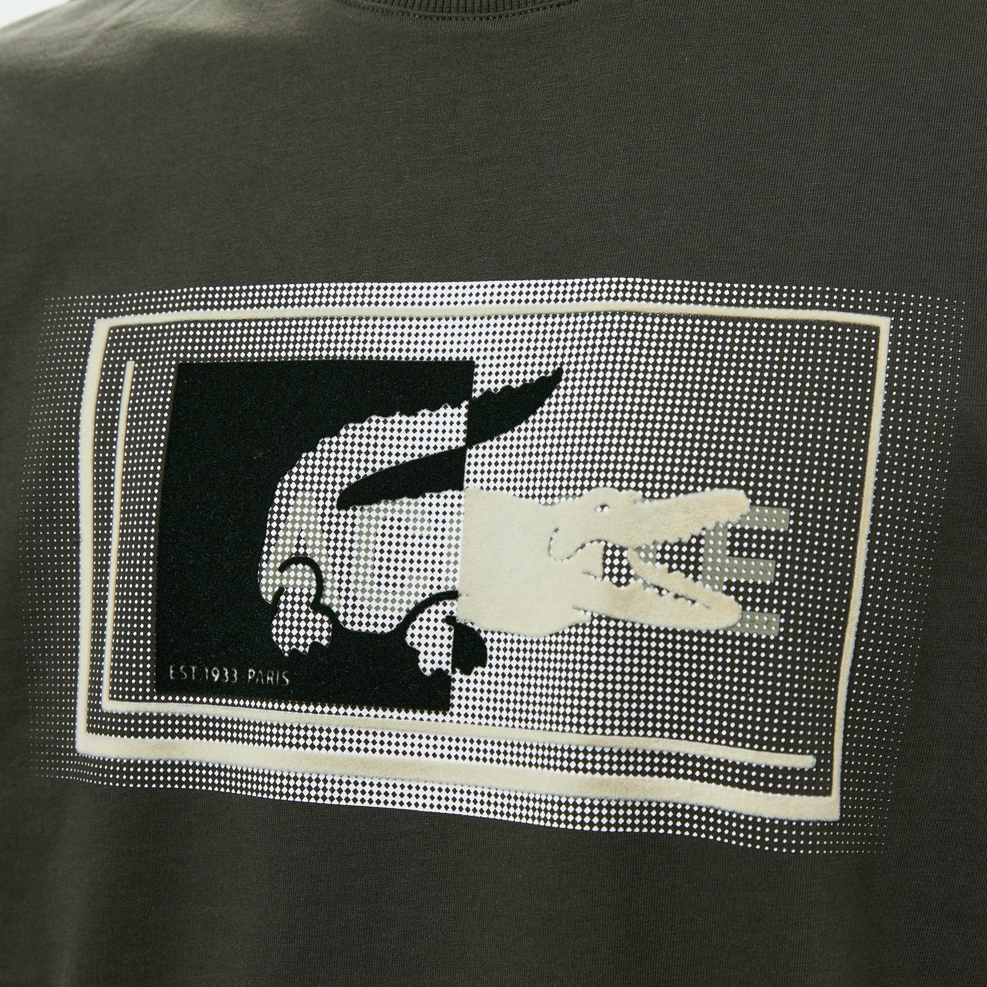 Lacoste Erkek Regular Fit Bisiklet Yaka Baskılı Haki T-Shirt