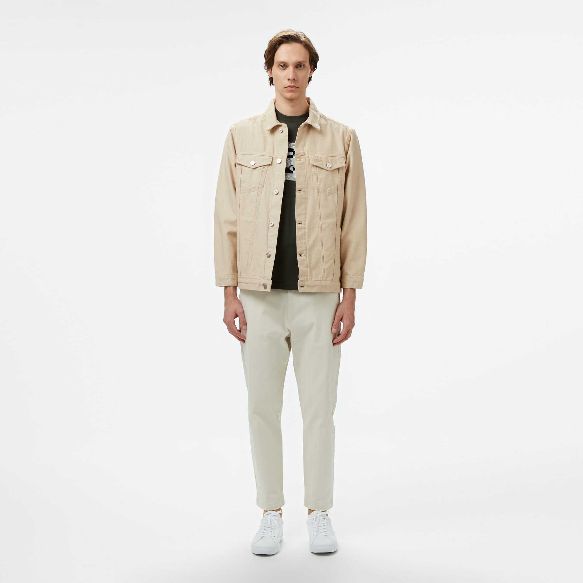 Lacoste Erkek Regular Fit Bisiklet Yaka Baskılı Haki T-Shirt