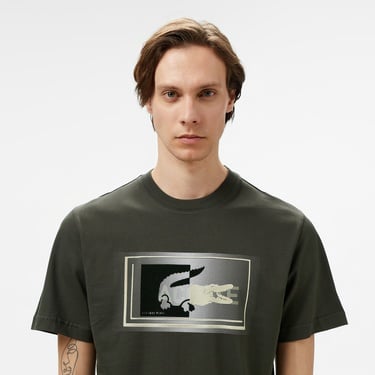  Lacoste Erkek Regular Fit Bisiklet Yaka Baskılı Haki T-Shirt