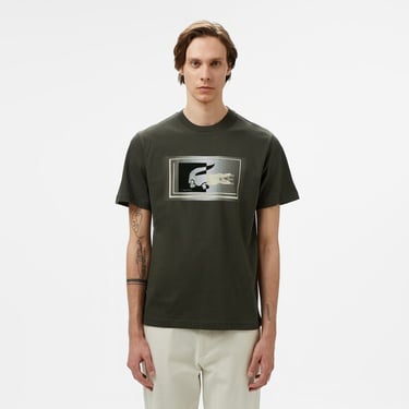  Lacoste Erkek Regular Fit Bisiklet Yaka Baskılı Haki T-Shirt