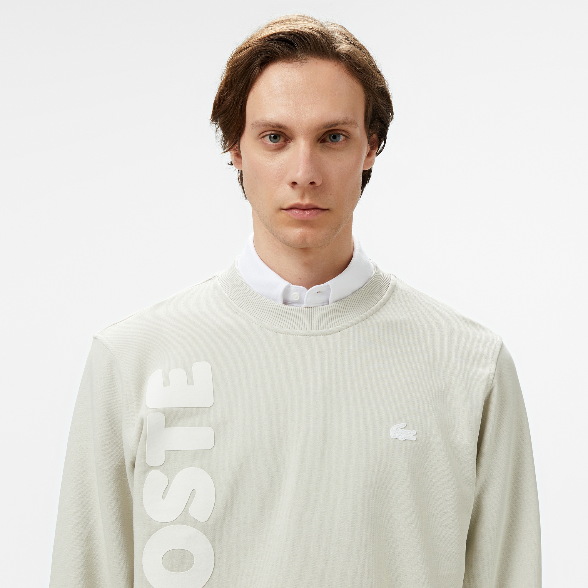 Lacoste Erkek Relaxed Fit Bisiklet Yaka Baskılı Gri Sweatshirt