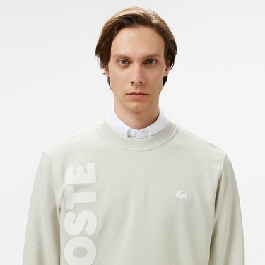  Lacoste Erkek Relaxed Fit Bisiklet Yaka Baskılı Gri Sweatshirt