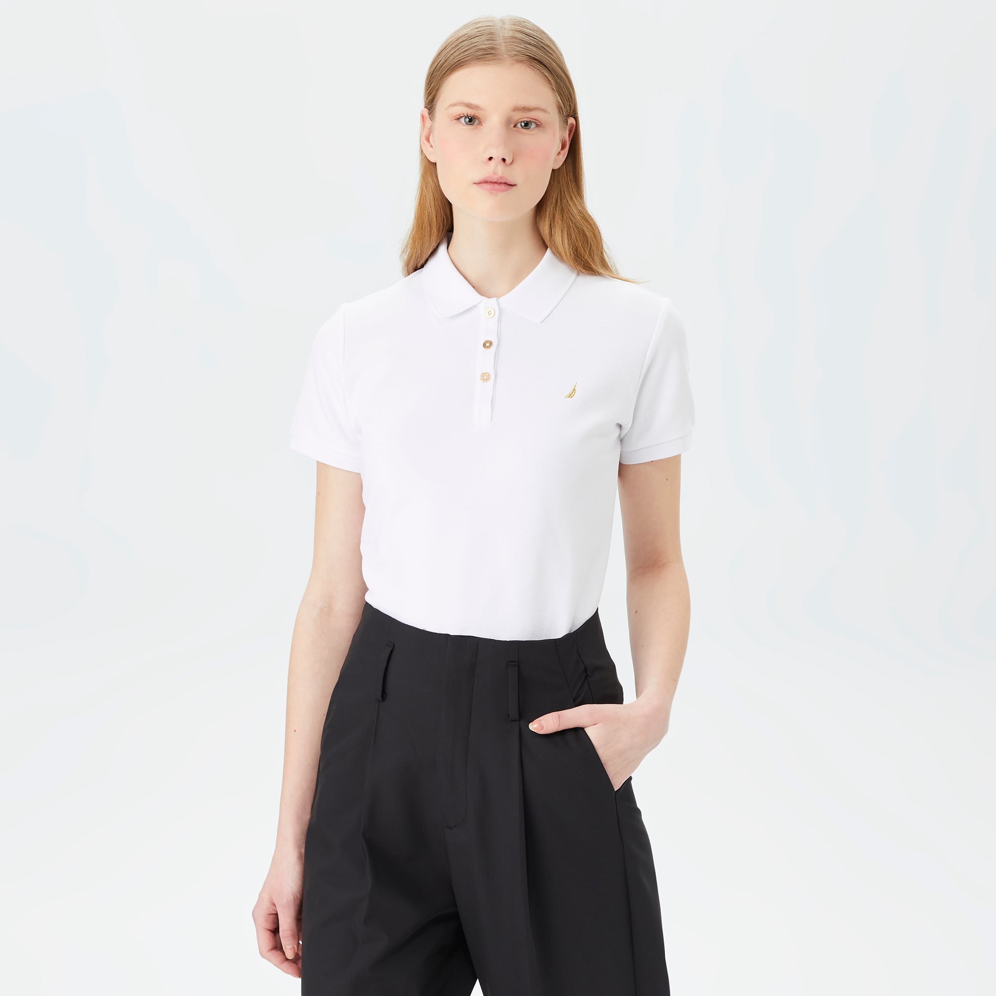  Nautica Kadın Beyaz Standart Fit Kısa Kollu Polo