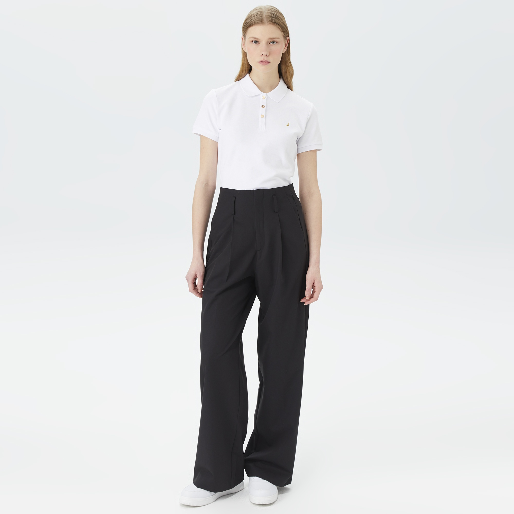 Nautica Kadın Beyaz Standart Fit Kısa Kollu Polo