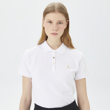  Nautica Kadın Beyaz Standart Fit Kısa Kollu Polo