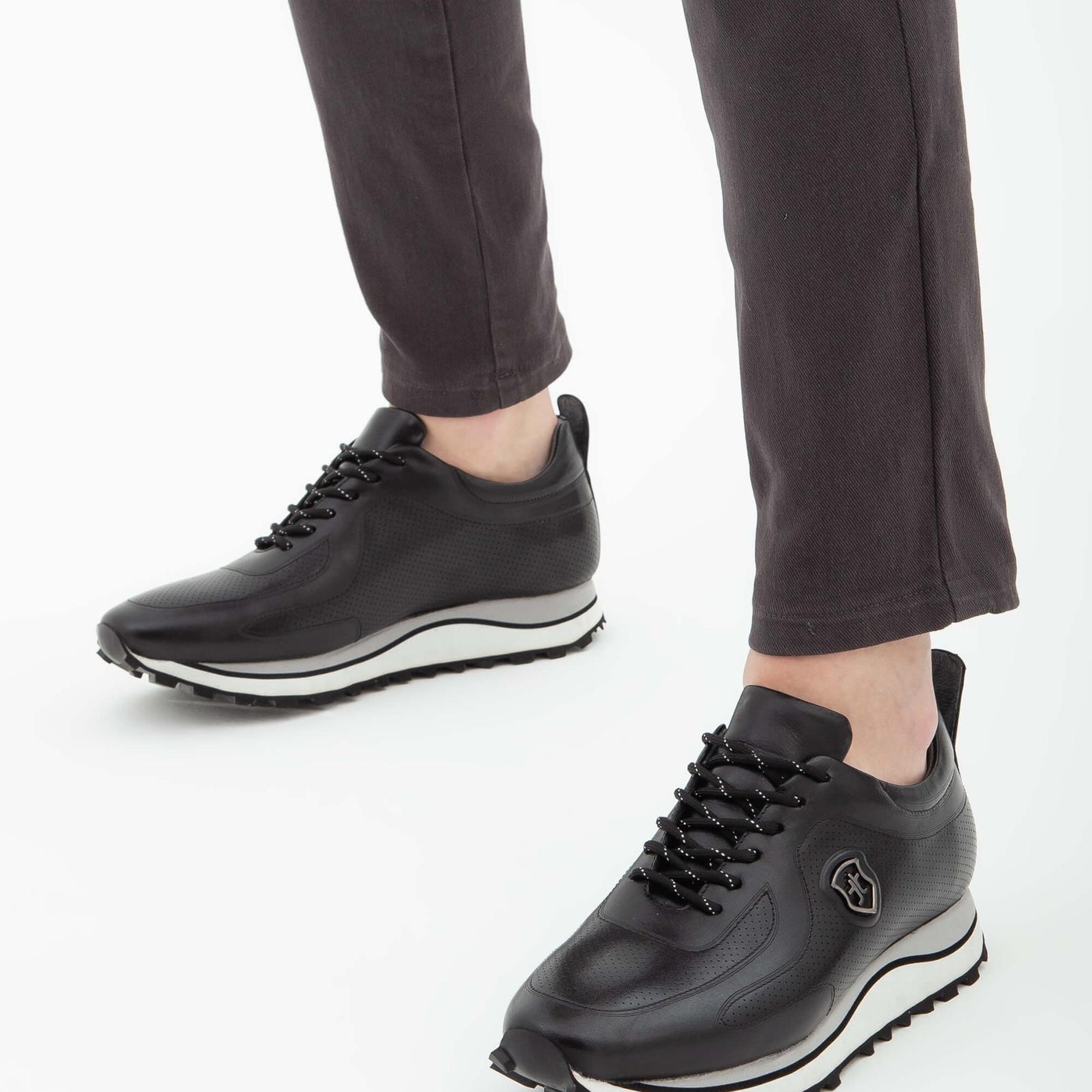 Tamer Tanca Erkek Hakiki Deri Siyah Deri Casual Ayakkabı