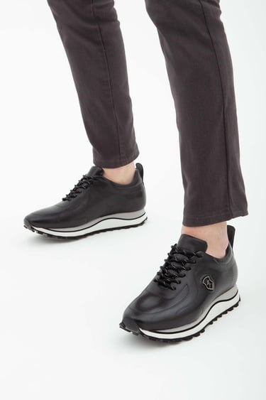  Tamer Tanca Erkek Hakiki Deri Siyah Deri Casual Ayakkabı