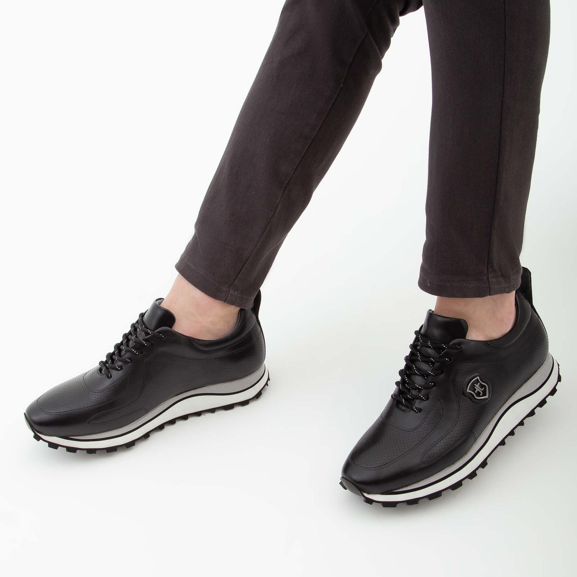 Tamer Tanca Erkek Hakiki Deri Siyah Deri Casual Ayakkabı