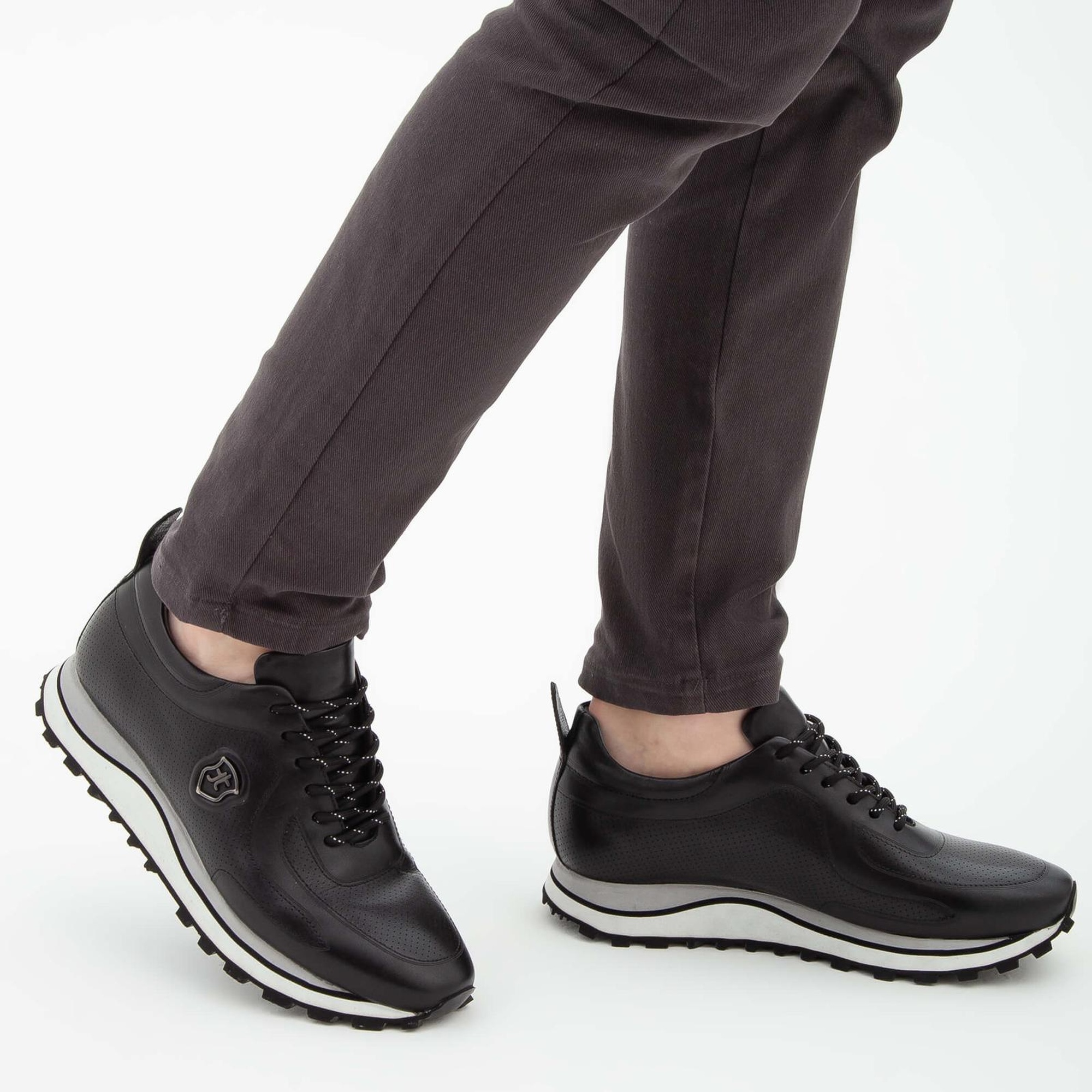 Tamer Tanca Erkek Hakiki Deri Siyah Deri Casual Ayakkabı