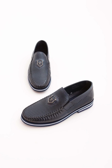  Tamer Tanca Erkek Hakiki Deri Lacivert Casual Ayakkabı